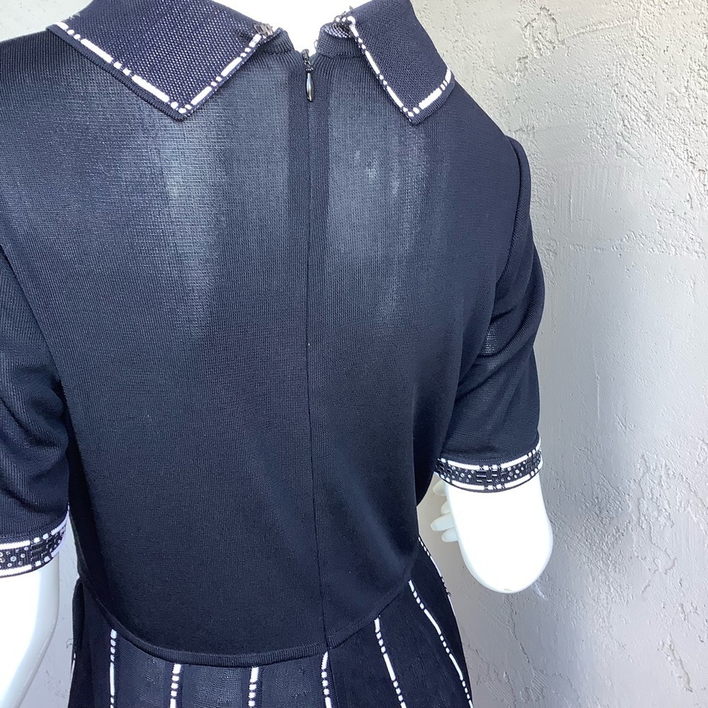Escalier Sheer Black Sweater Dress with Beaded Accents - Picture 3 of 9
